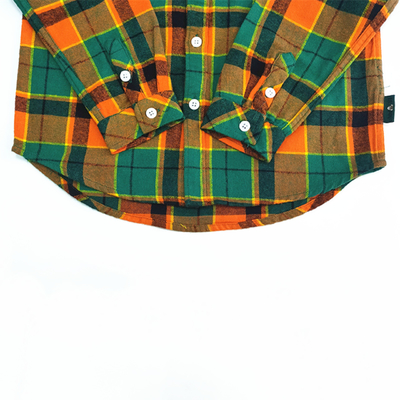 Design Plaid Long Sleeve Children's Casual Shirts Loose Fit with Button and Embroidery